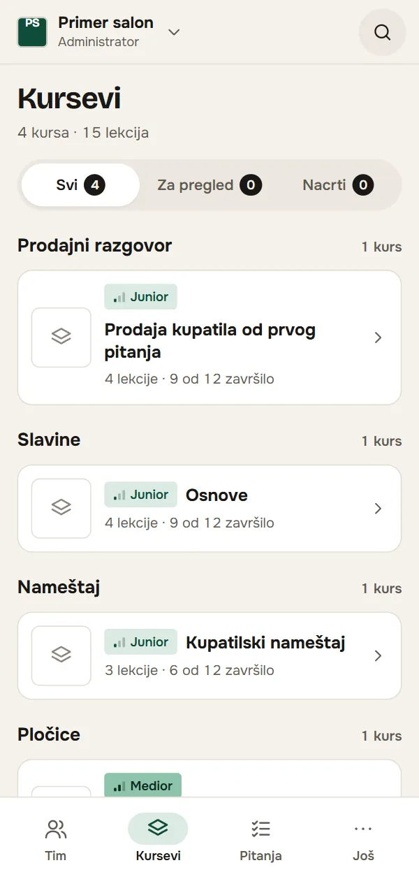 Vaše interne obuke